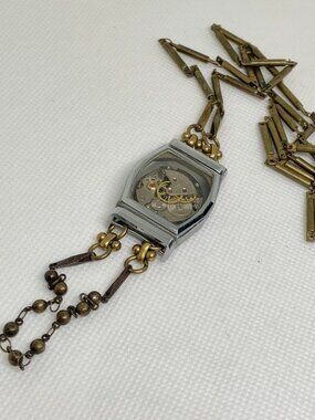 Steampunk Junk Handmade Statement Necklace Diorama Upcycled Watch Parts 25mm